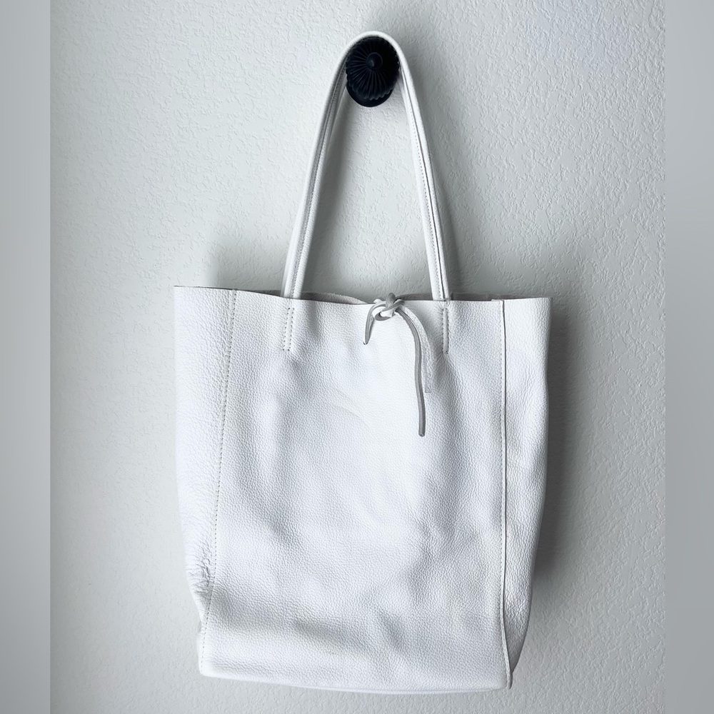 Cream colored Italian leather tote!